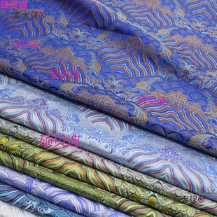 提花布料織錦坐墊新中式旗袍絲綢中國風提花織錦海水紋布料麥太保