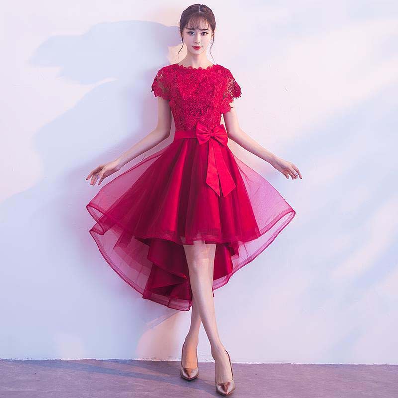 666 버건디-짧은 앞면과 긴 뒤