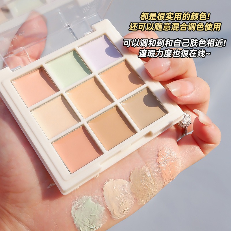 Nine-Color Concealer Covers Spots, Acne Marks, Dark Circles, Tear Troughs, Improves Skin Tone, Does Not Remove Makeup, Concealer Palette, Long-Lasting Makeup