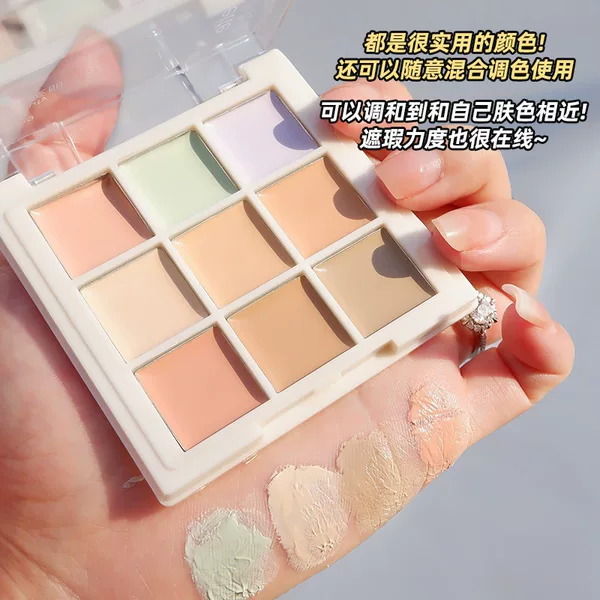 Nine-Color Concealer Covers Spots, Acne Marks, Dark Circles, Tear Troughs, Improves Skin Tone, Does Not Remove Makeup, Concealer Palette, Long-Lasting Makeup