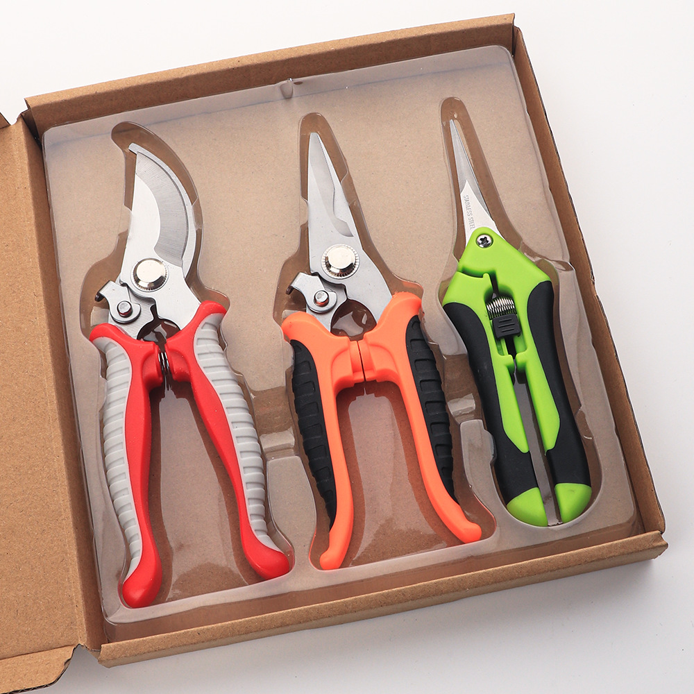 정원 가위 세트 3-레드 그레이 오렌지 그린