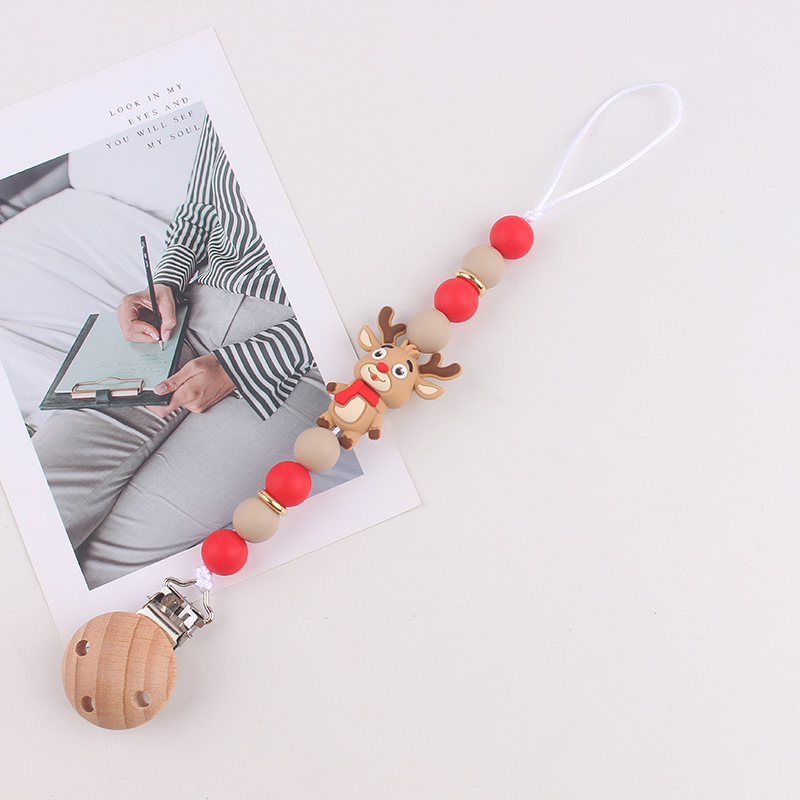 Bebé recién nacido tetina anti-caída cadena de silicona de grado alimenticio cuentas pacificador soporte de tetina