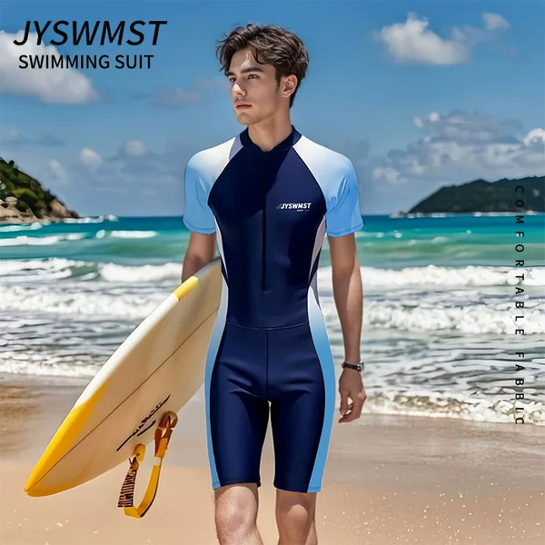 Men's Swimwear Professional one-piece Swimwear Teenage Big Kids Sun Protection Quick-drying Plus Size Adult Surfer Suit Summer