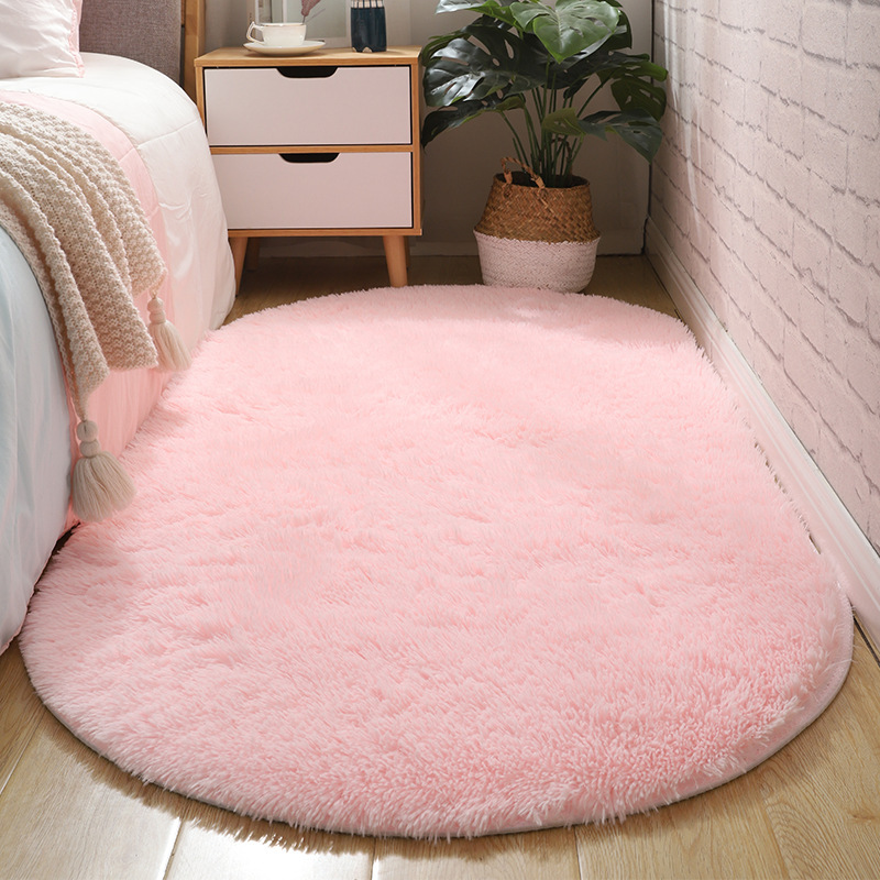 Luz de lujo dormitorio mantas de cama sala de estar oval simple estera de suelo vello largo teñido antideslizante balcón estera de ventana flotante paquete suave image 12