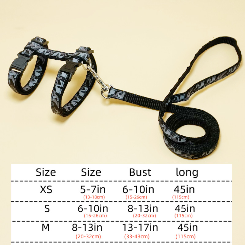 Kettingkattentouw met I-vormige print, anti-ontsnappingsriem voor huisdieren_voghion.com