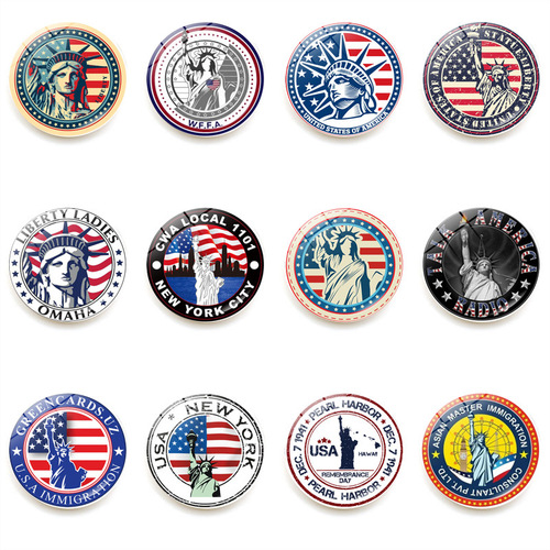 Retro American Flag Statue of Liberty Fridge Magnet Crystal Glass Magnetic Home Whiteboard Sticker Decoretive 25mm