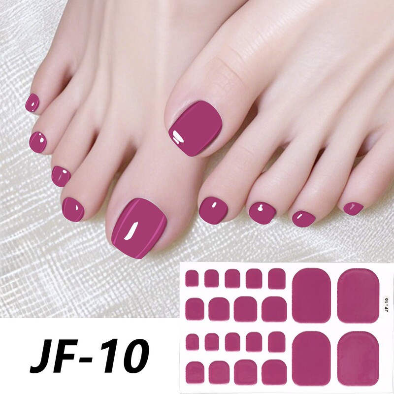Cross-Border Hot-Selling Nail Gel Foot Stickers, Solid Color Fashionable Full-Cover Nail Stickers, Ins-Style No-Bake Gel Nail Toe Stickers