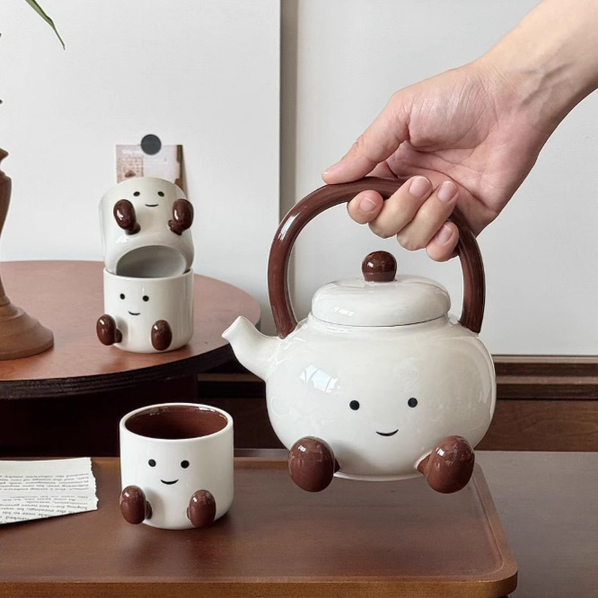 軽くて高級感のあるセラミックウォーターセット、ドリンクカップ、コーヒーケトル、ホームリビングルームのおもてなし、アフタヌーンティーティーカップ|undefined