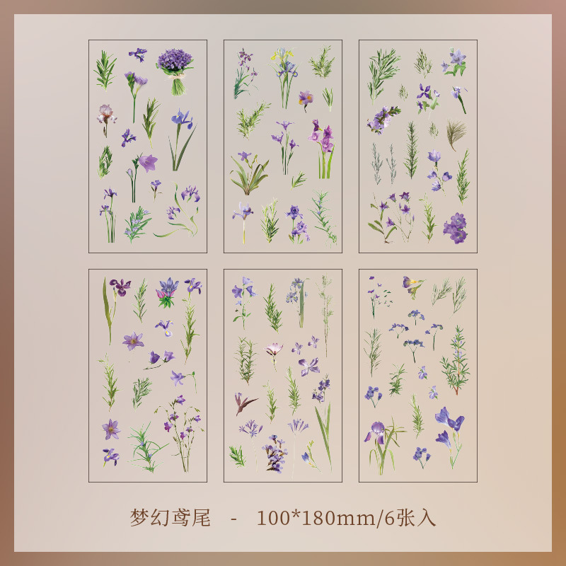 Naturaleza serie libro serie mano cuenta impermeable transparente PVC pegatinas DIY planta flor artificial vintage papelería pegatinas