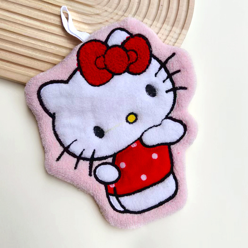 かわいい漫画のキッチンハンドタオルコーラルベルベットハンギングタオル厚く吸収性糸くずの出ない小さなギフト小さなタオルハンギング可能|undefined