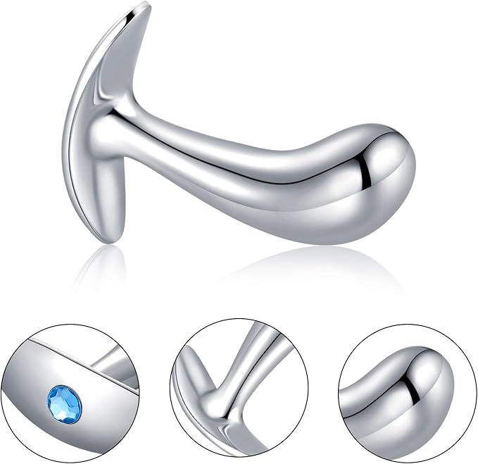 Stainless Steel Anchor Anal Plug with Gem Detail, Handle-Controlled Prostate Massager, Large Size — detail image 5