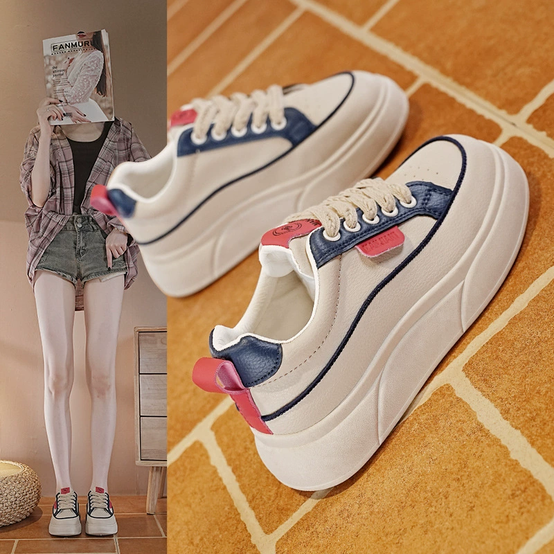 Новые осенние белые кроссовки в корейском стиле для студенток, на толстой подошве, увеличивающие рост, спортивные повседневные туфли XQ-W15