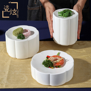 Irregular Cloud-Shaped Ceramic Display Stand for Hotels and Western Restaurants, Special for Banquets, Western and French Cuisine, White Porcelain Tableware