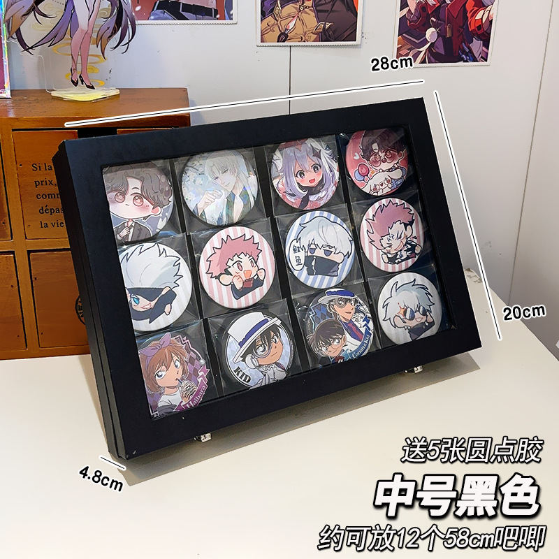 デスクトップ収納ボックス密封防水防塵透明立牌周辺ブローチ金属バッジ谷子展示ボックス