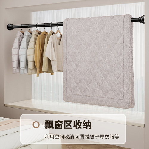 Cross-border Amazon stainless steel retractable towel bar without drilling bathroom shower curtain rod balcony indoor curtain rod