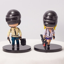 Q版卡通战士游戏蛋糕摆件 大吉大利今晚吃鸡生日蛋糕装饰公仔人偶