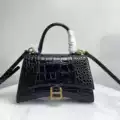Crocodile pattern black gold buckle