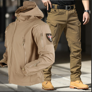 IX7 tactical spring and autumn thin soft shell shark skin three-in-one outdoor loose training suit suit