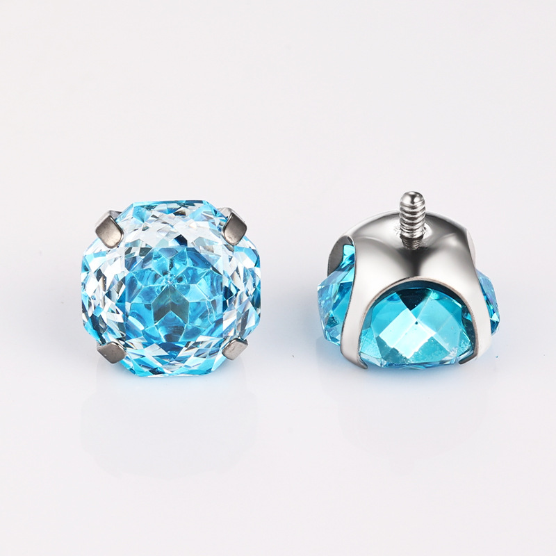 Zesen F136 Titanium Earrings Eight-sided Heart-cut Rose Cut Bowl-holder Round Bottom Earrings G23 Titanium Piercing Jewelry detail image 7