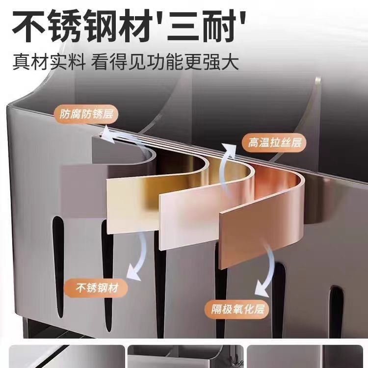 2025新款不锈钢厨房刀架置物架多功能菜刀具放置架筷子筒筷笼一体|undefined