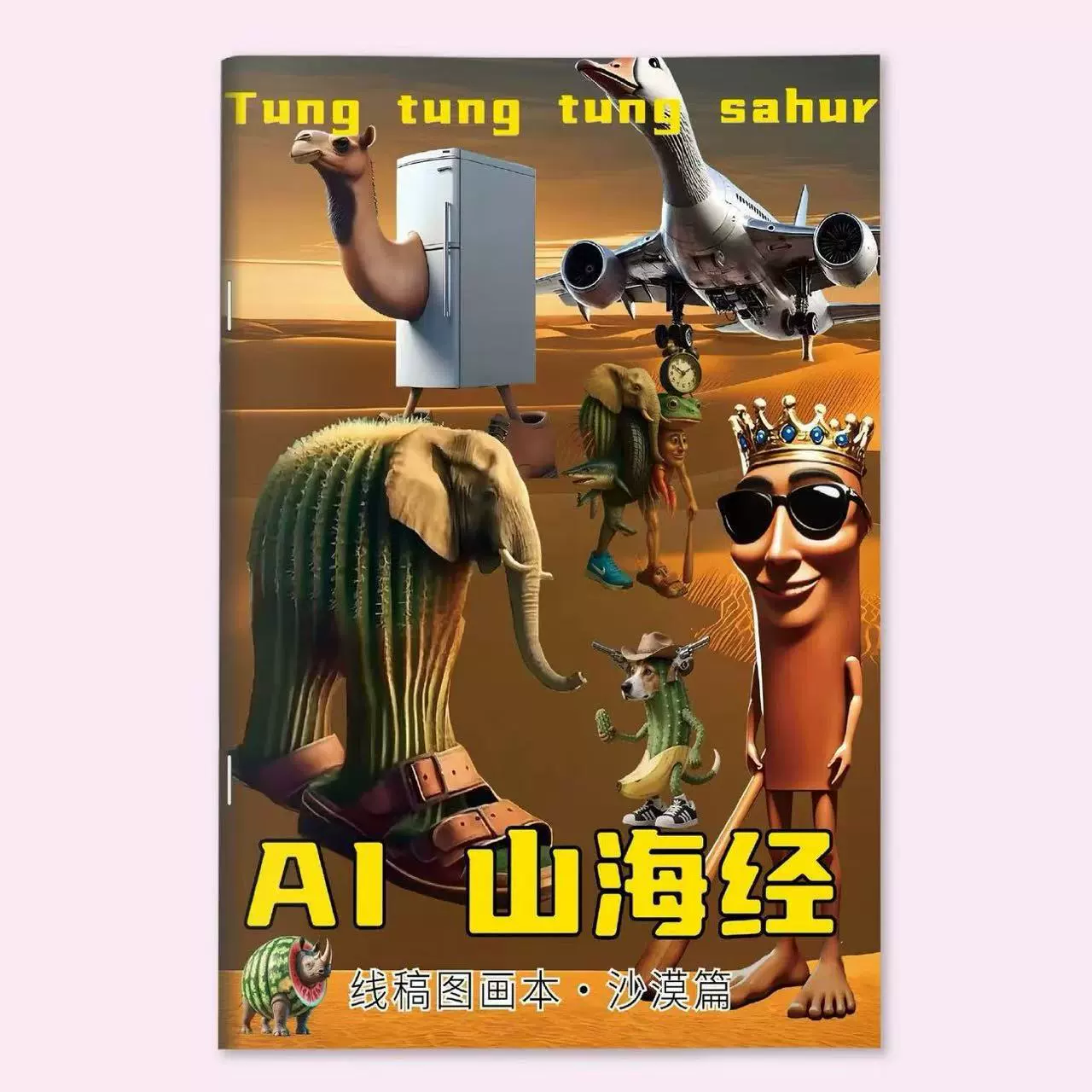 AI Горы и моря tungtungsahur деревянный человечек — раскраска, в обуви, акула, детский обучающий копировальный альбом