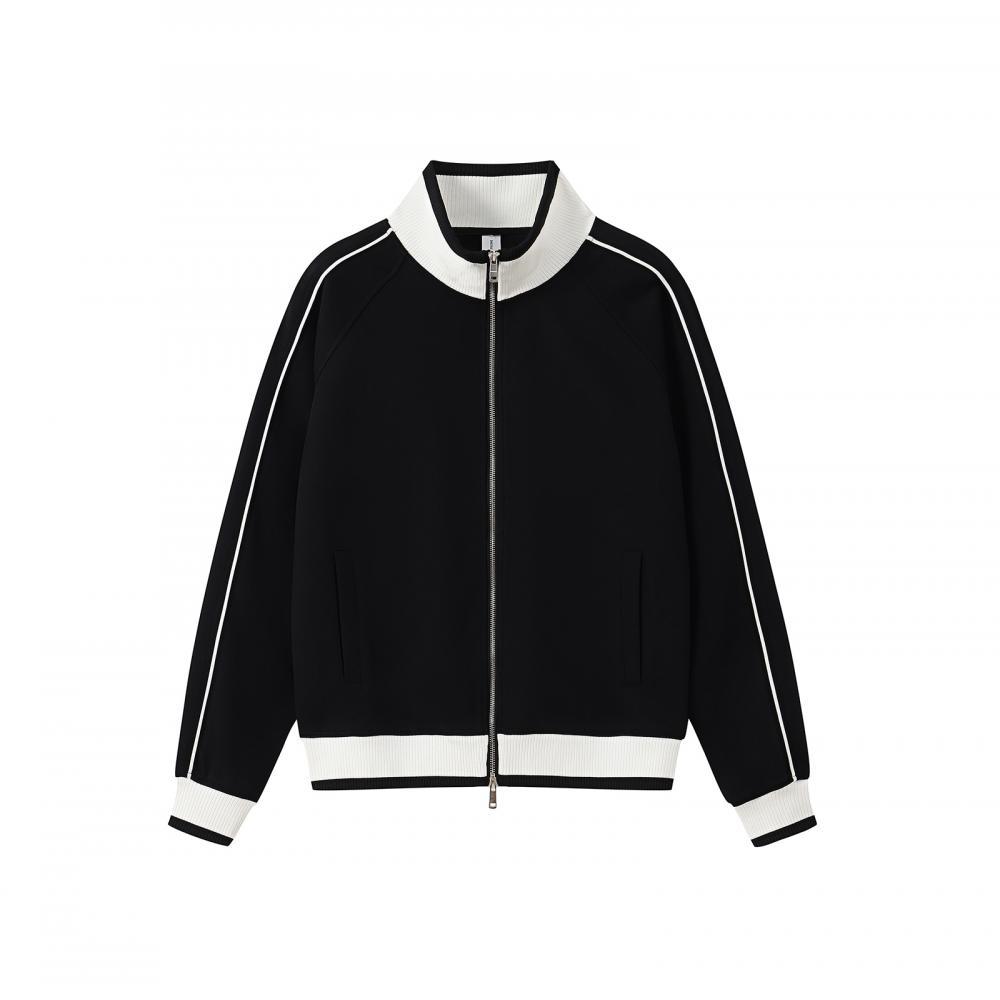 9896 # 380G retro-style cotton color-block stand-up collar zip-up jacket, suitable for corporate and team uniforms, with custom printing options