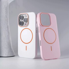 Apple 16 Pro Max、iPhone 15、14対応、マットな肌触り、コントラストカラーの細いリング付き、マグネット式、薄型、耐衝撃性のスマホケース