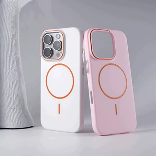 适用苹果18promax磨砂肤感撞色细圈磁吸iPhone17轻薄防摔手机壳16