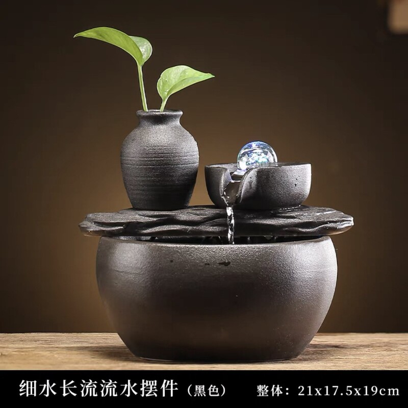 水晶玉風水輪聚宝盆客間水槽山水水景循環水流水生財置物|undefined