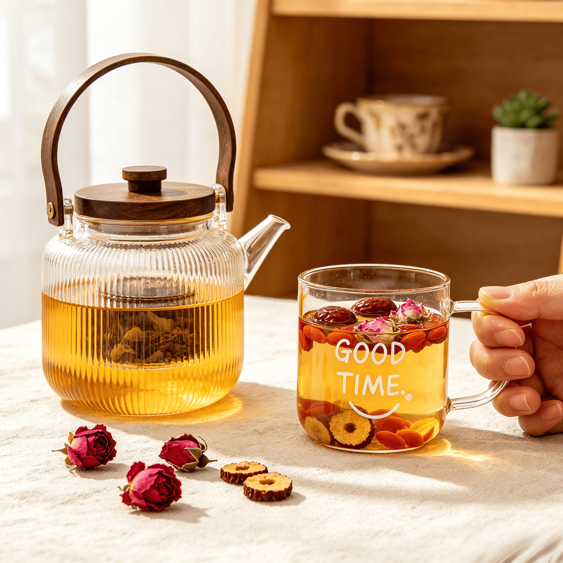Red Date Longan Rose Mulberry Luo Han Guo Goji Wellness Tea 300g Dried Herbal Flower Tea Blend preparation