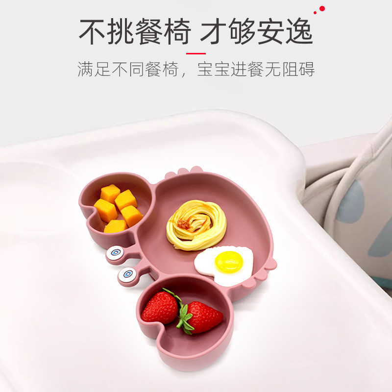 cubiertos de silicona para niños, platos de alimentación para bebés, cucharas de cangrejo, cuchillas de tenedor, bacon de nueve piezas, cubiertos de dibujos animados para bebés