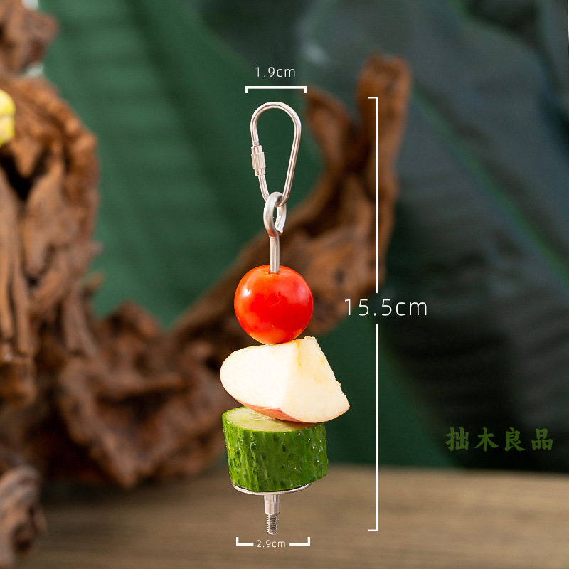 オウム鸟用フルーツフォークステンレス野菜トウモロコシフックフルーツクリップフィーダーおもちゃ鸟ケージアクセサリー用品|undefined