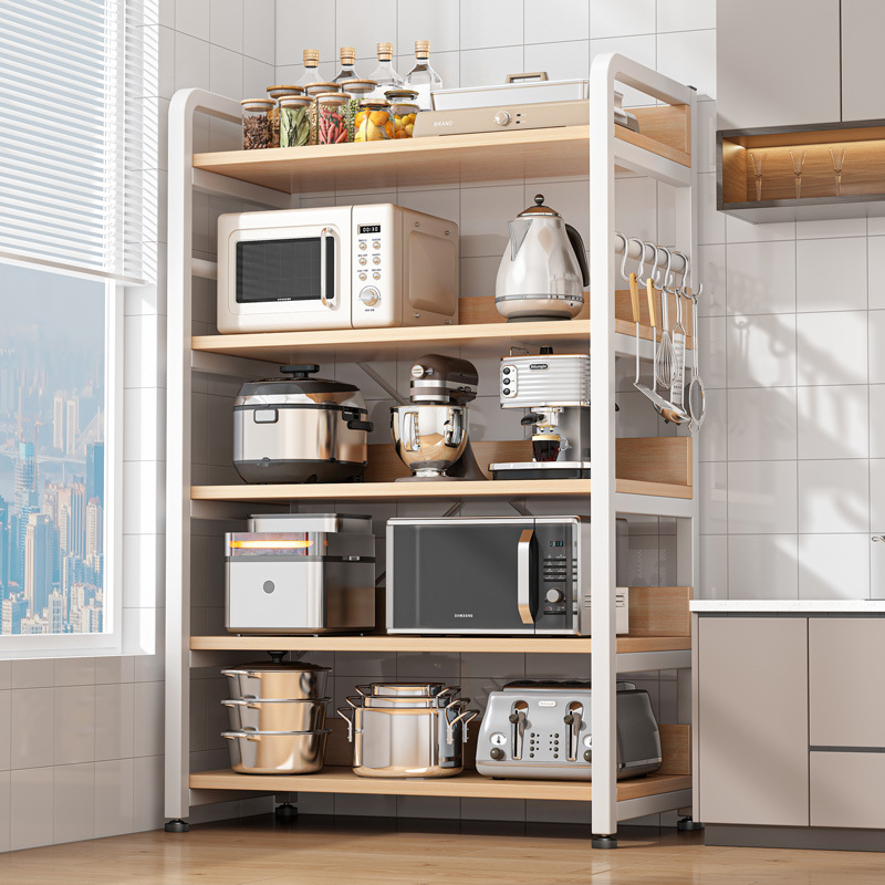 Estante de almacenamiento de cocina piso del hogar horno de microondas de múltiples capas estante simple multifuncional estante de almacenamiento