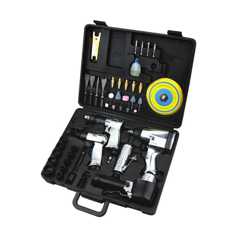 Llave neumática WF-008A personalizada transfronteriza/taladro neumático/pala de aire/máquina de grabado 50 piezas Juego de herramientas de reparación de automóviles