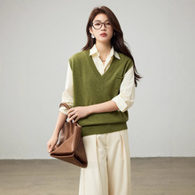 美利奴100羊毛马甲女外穿v领针织衫25新款女装秋百搭坎肩叠穿背心