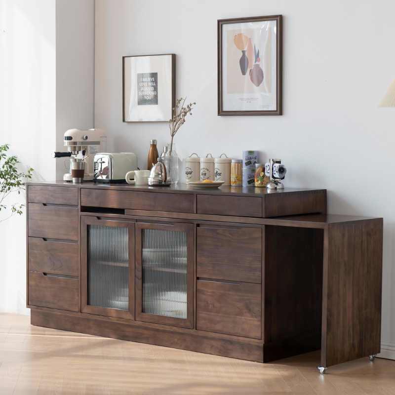 Nordic Solid Wood Sideboard Dining Table Integrated Small Apartment Bar Cabinet Low Cabinet Retractable Folding Storage Dining Table and Chair Set Nordic Solid Wood Sideboard Dining Table Integrated Small Apartment Bar Cabinet Low Cabinet Retractable Folding Storage Dining Table and Chair Set