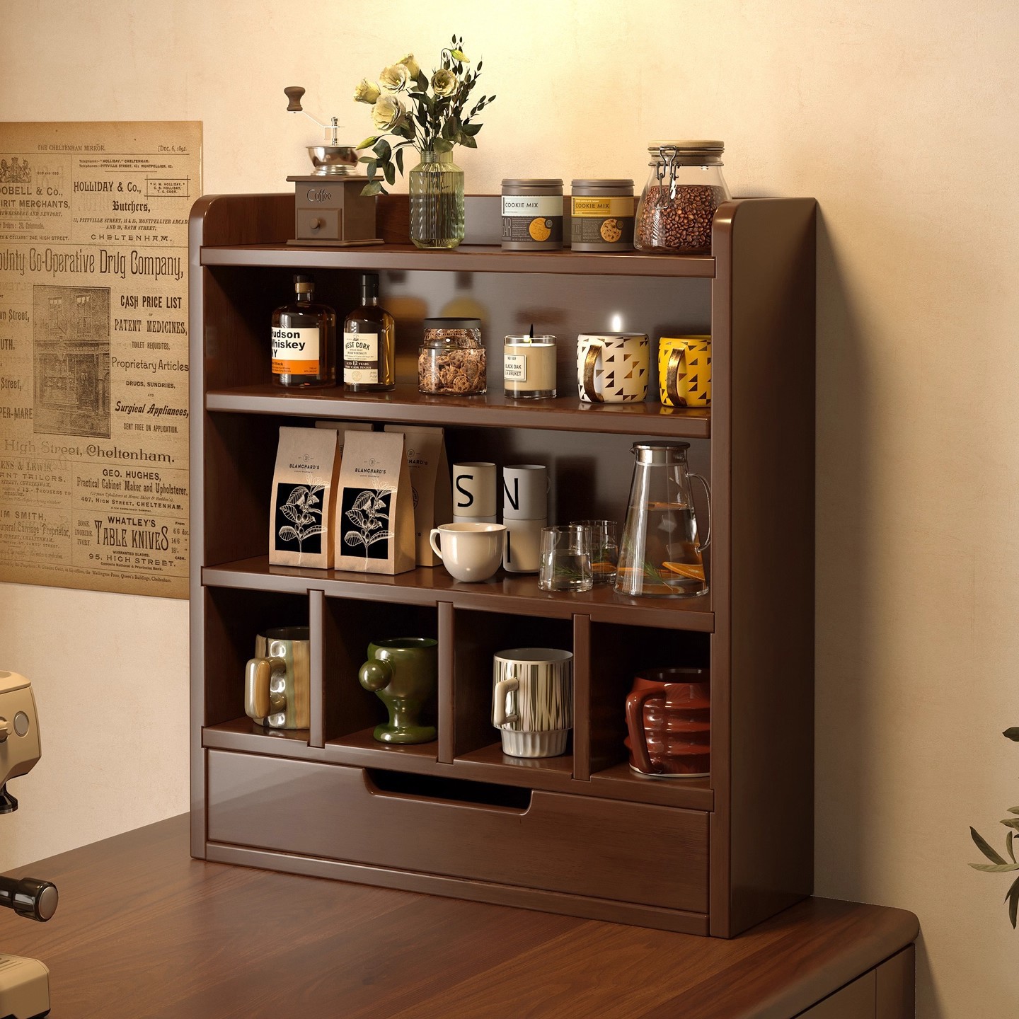 Tazas de mesa, estantes de almacenamiento, estantes de almacenamiento, tazas de mesa, tazas de té, tazas de agua, tazas de café, estantes de exhibición, soporte de tazas