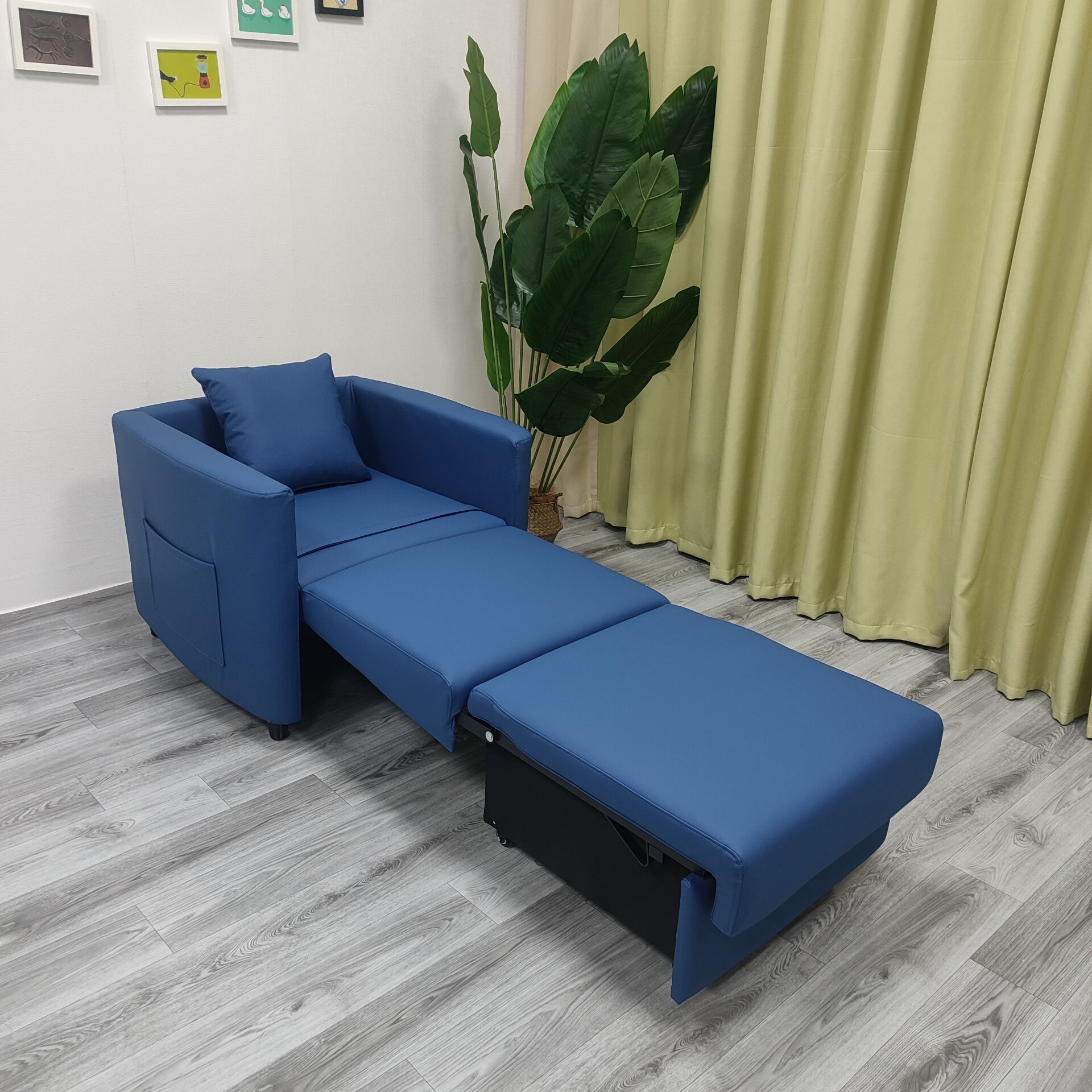 Almacenamiento plegable multifuncional de una sola persona balcón sofá cama de almuerzo tecnología tela de cuero silla de acompañamiento médico