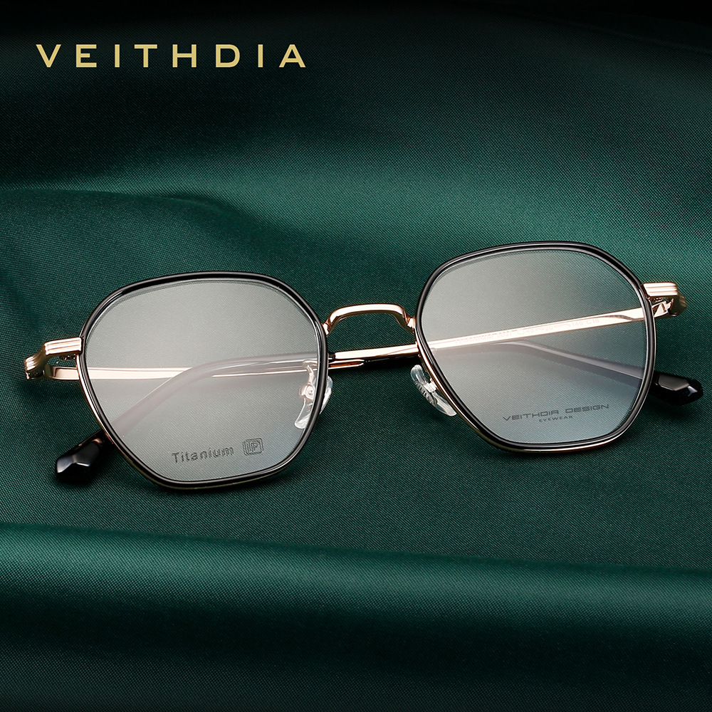 Pie de titanio puro polígono marco de espejo de miopía óptica retro para hombres y mujeres marco pequeño puede estar equipado con grado al por mayor 5037