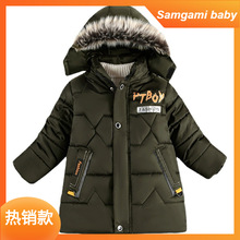外贸冬装新款儿童加厚棉衣外套 韩版时尚男童中长款连帽棉衣外套