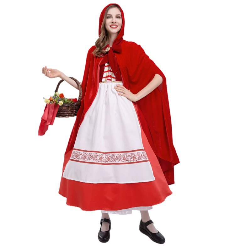 Красная Шапочка, платье, плащ, тренч, длинная красная рождественская юбка, хэллоуин