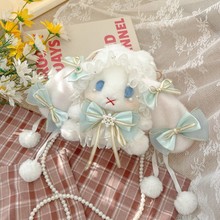 洛丽塔水桶兔包Lolita手作垂耳兔玩偶蝴蝶结抽绳兔包单肩斜挎包
