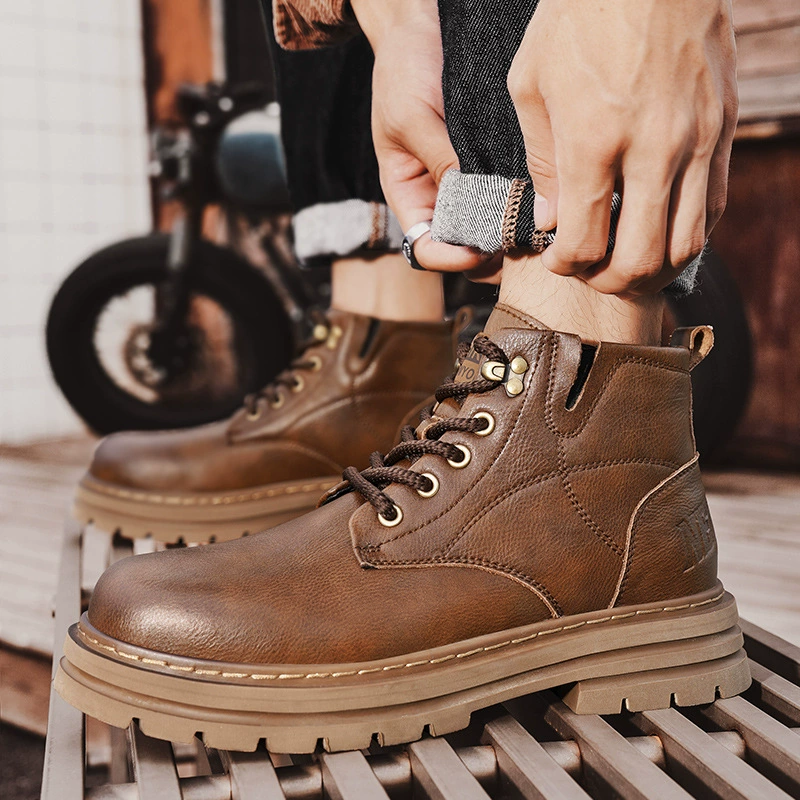 Martens, мужские высокие модные ботинки в английском стиле на платформе для любимых, британский стиль, натуральная кожа