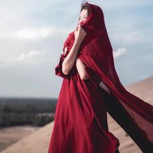 青海防晒披肩女夏薄款超大围巾沙漠丝巾纱巾西藏新疆西北旅游穿搭