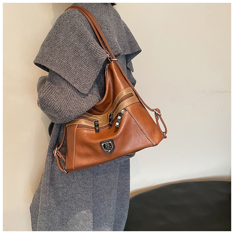 Femeii geantă de mână de umăr dublu Crossbody geantă de mână de mare capacitate geantă de mână retro cu un umăr la subraț_voghion.com