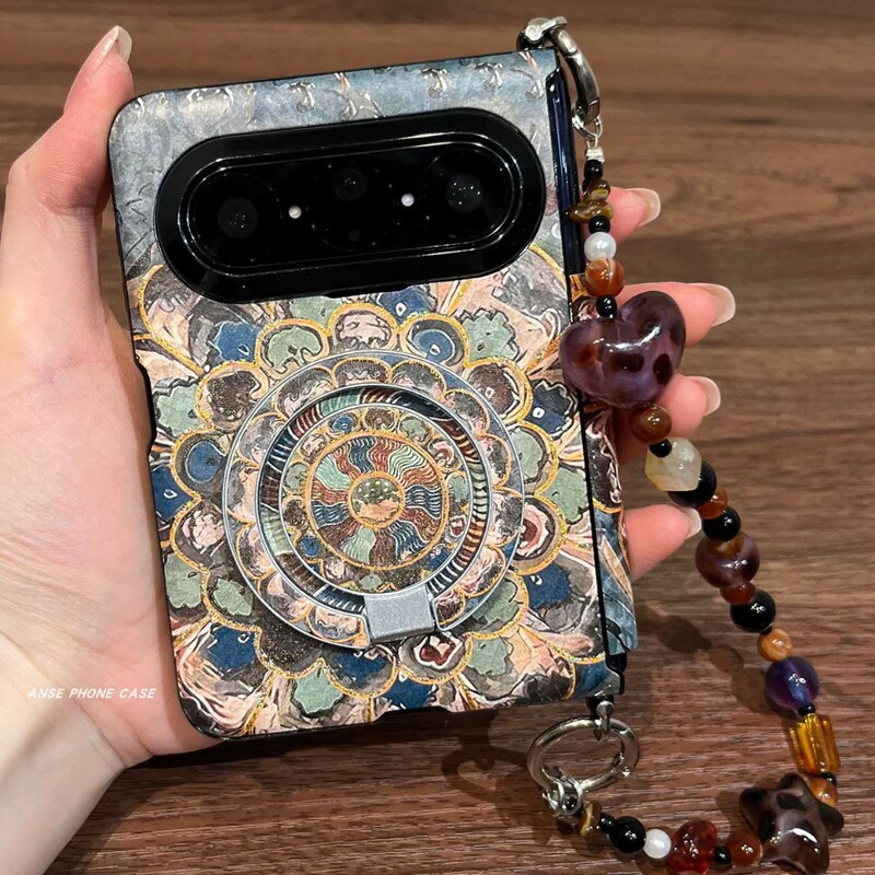 Chinese-style Dunhuang ethnic pattern case suitable for Huawei PuraXMAX foldable screen phone, magnetic stand protective cover Chinese-style Dunhuang ethnic pattern case suitable for Huawei PuraXMAX foldable screen phone, magnetic stand protective cover