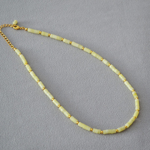 European and American Minority Retro Bohemian Mixed Color Stone Bead Splicing Fashion Simple Fresh Necklace Clavicle Chain 