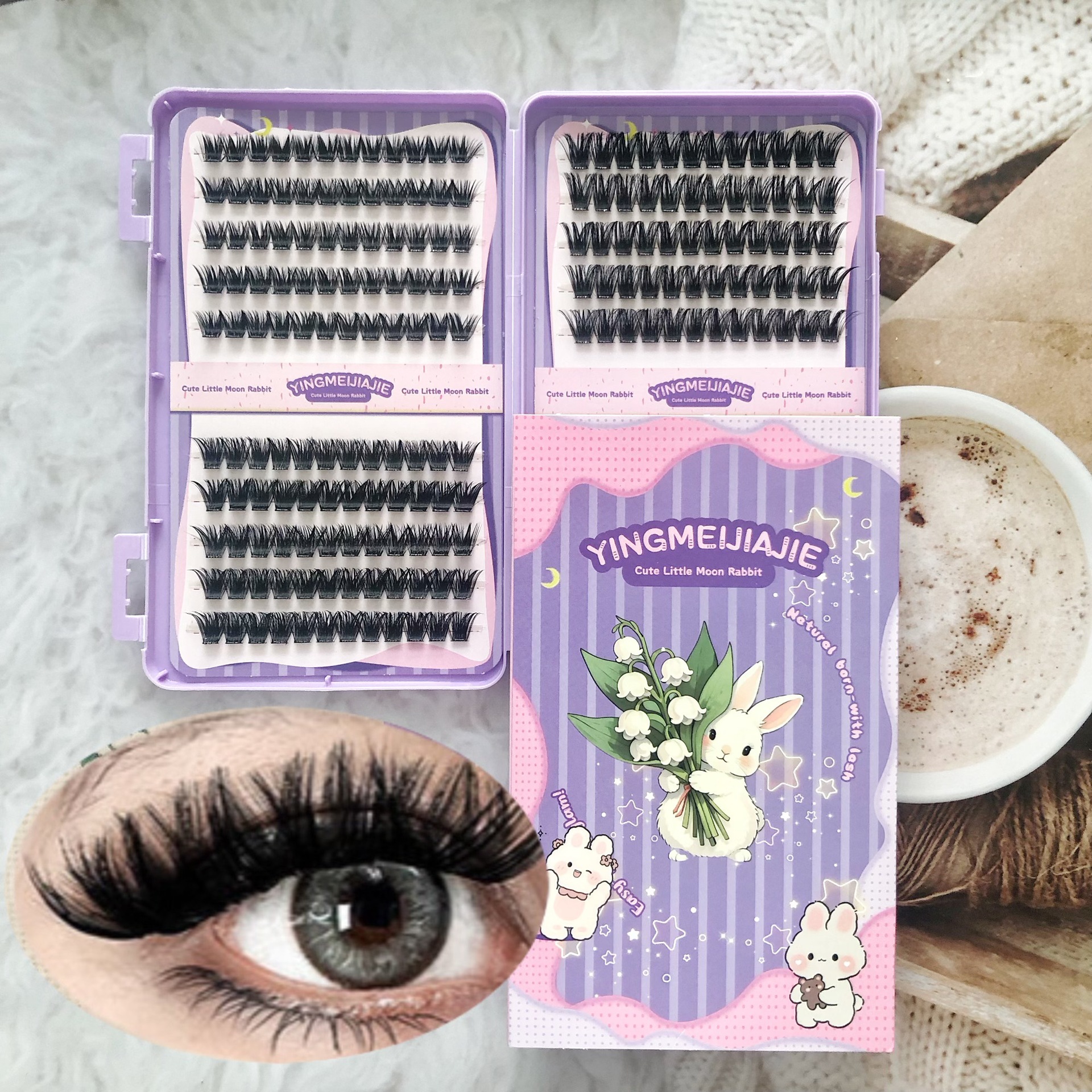 Las pestañas falsas transfronterizas de gran capacidad para el libro de pestañas adecuado para el juego de roles, pestañas naturales de un solo racimo, pestañas falsas sin pegamento para principiantes.