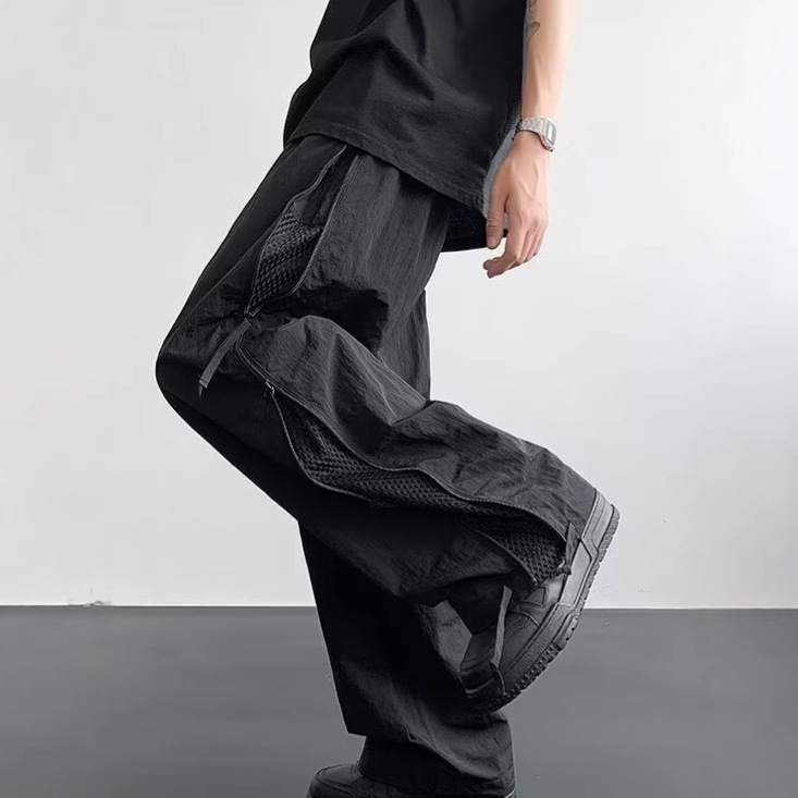 Mesh Breathable Quick-Drying Softshell Pants Men's Summer Thin Side Zipper Cargo Pants Trendy Fashion Hiking Pants