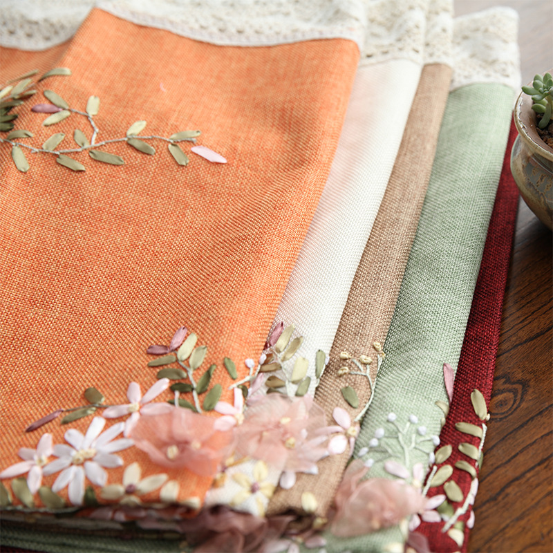 Jinhao bordado DIY mantel tela pastoral pequeño fresco rectangular mesa de café mantel cuadrado mantel